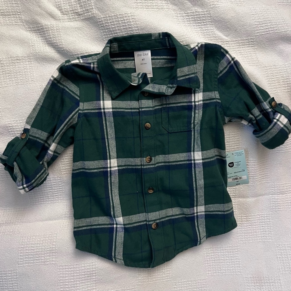 Okie Dokie Green and Blue Button Down Shirt